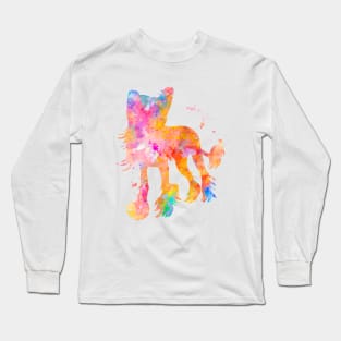 Chinese Crested Dog Watercolor Painting Long Sleeve T-Shirt